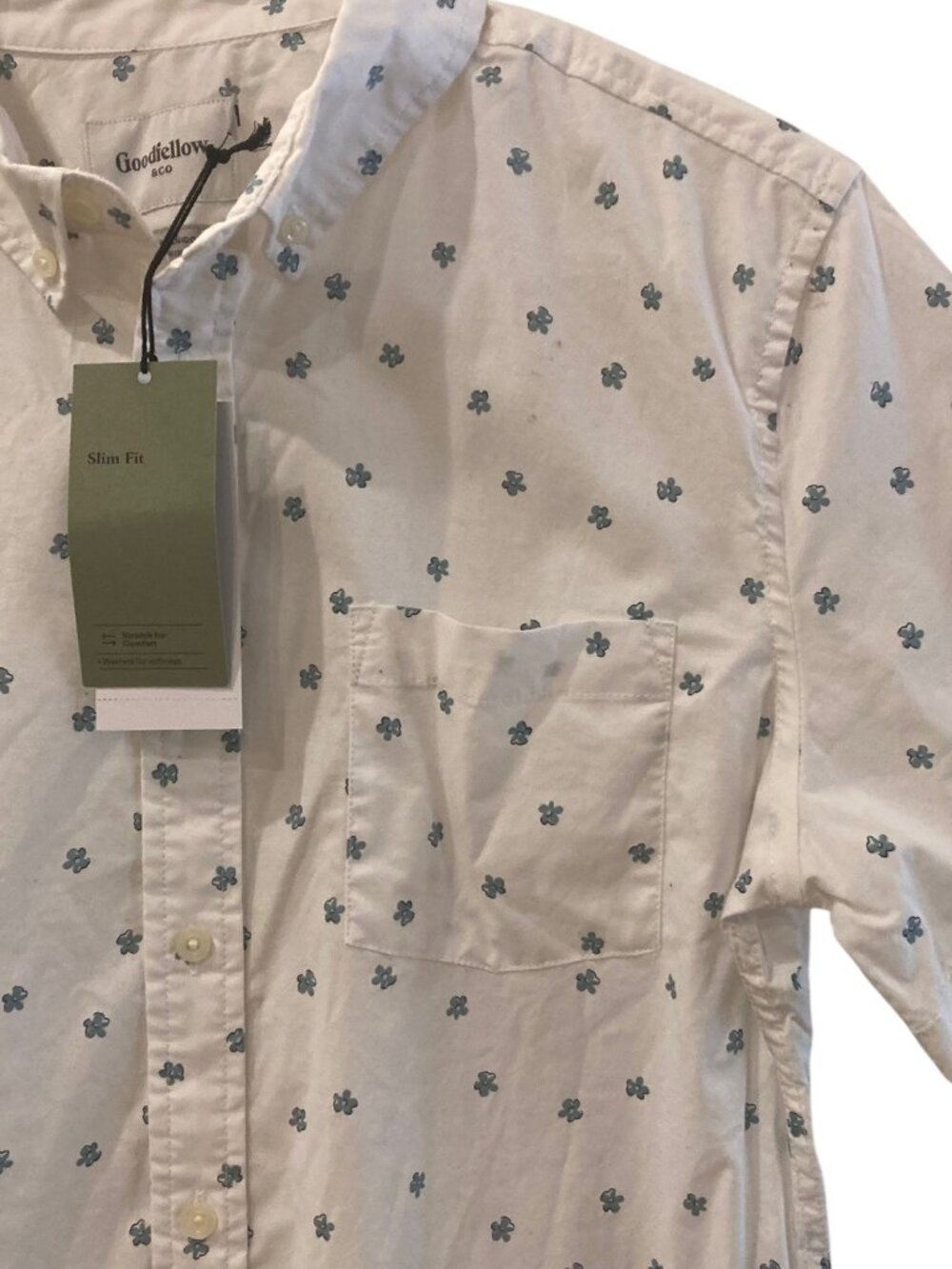 NEW! Men's GOODFELLOW & CO Short Sleeve Button-Down Shirt BLUE FLORAL Sz Medium
